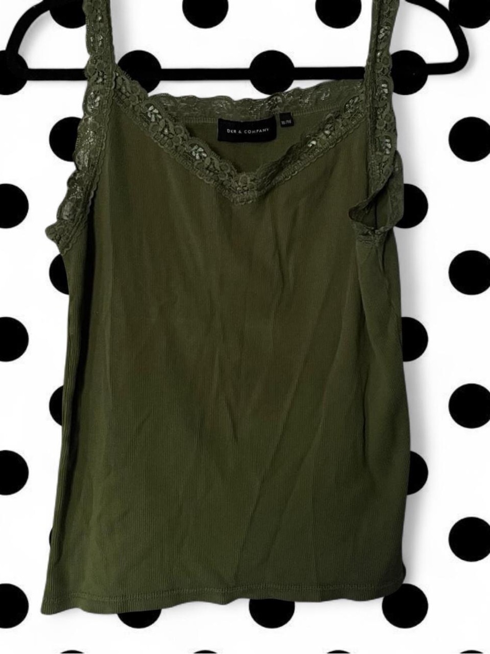 Green Lace Trim Tank Top